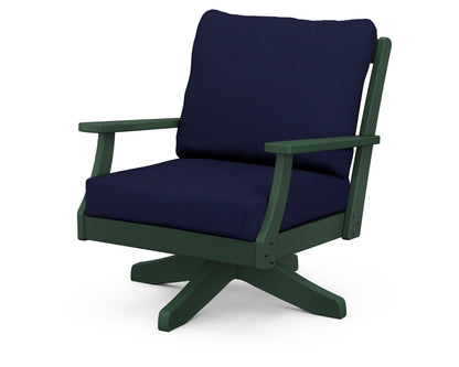 POLYWOOD® Braxton Deep Seating Swivel Chair in Green / Navy