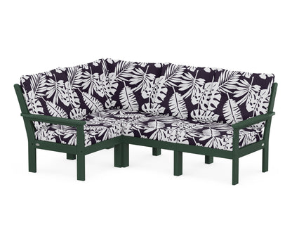 POLYWOOD® Vineyard 4-Piece Sectional in Green / Leaf Navy