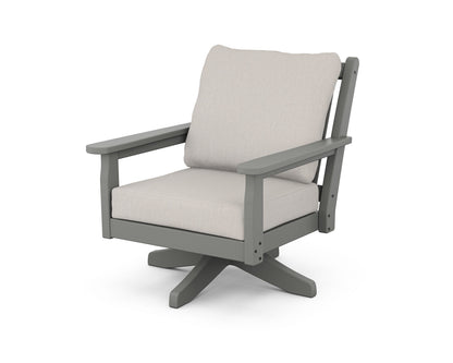 POLYWOOD® Chippendale Deep Seating Swivel Chair in Slate Grey / Cast Ash