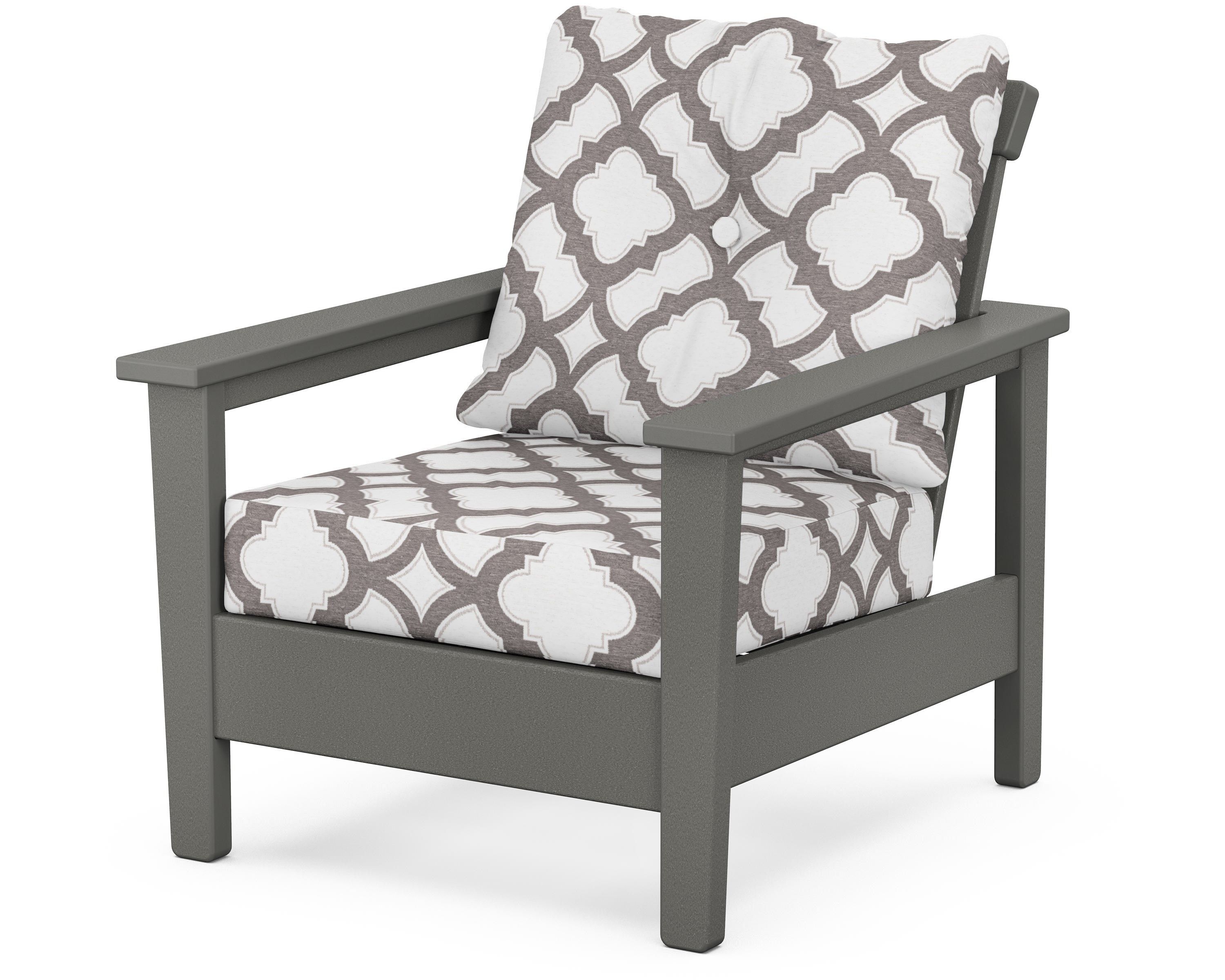 POLYWOOD® Prescott Deep Seating Chair in Slate Grey / Trellis Grey Mist