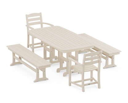 POLYWOOD® La Casa Café 5-Piece Dining Set with Benches in Sand