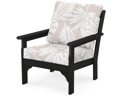 POLYWOOD® Vineyard Deep Seating Chair in Black / Leaf Dune Burlap
