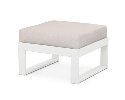 Unbranded Modular Ottoman - Modern in White / Dune Burlap