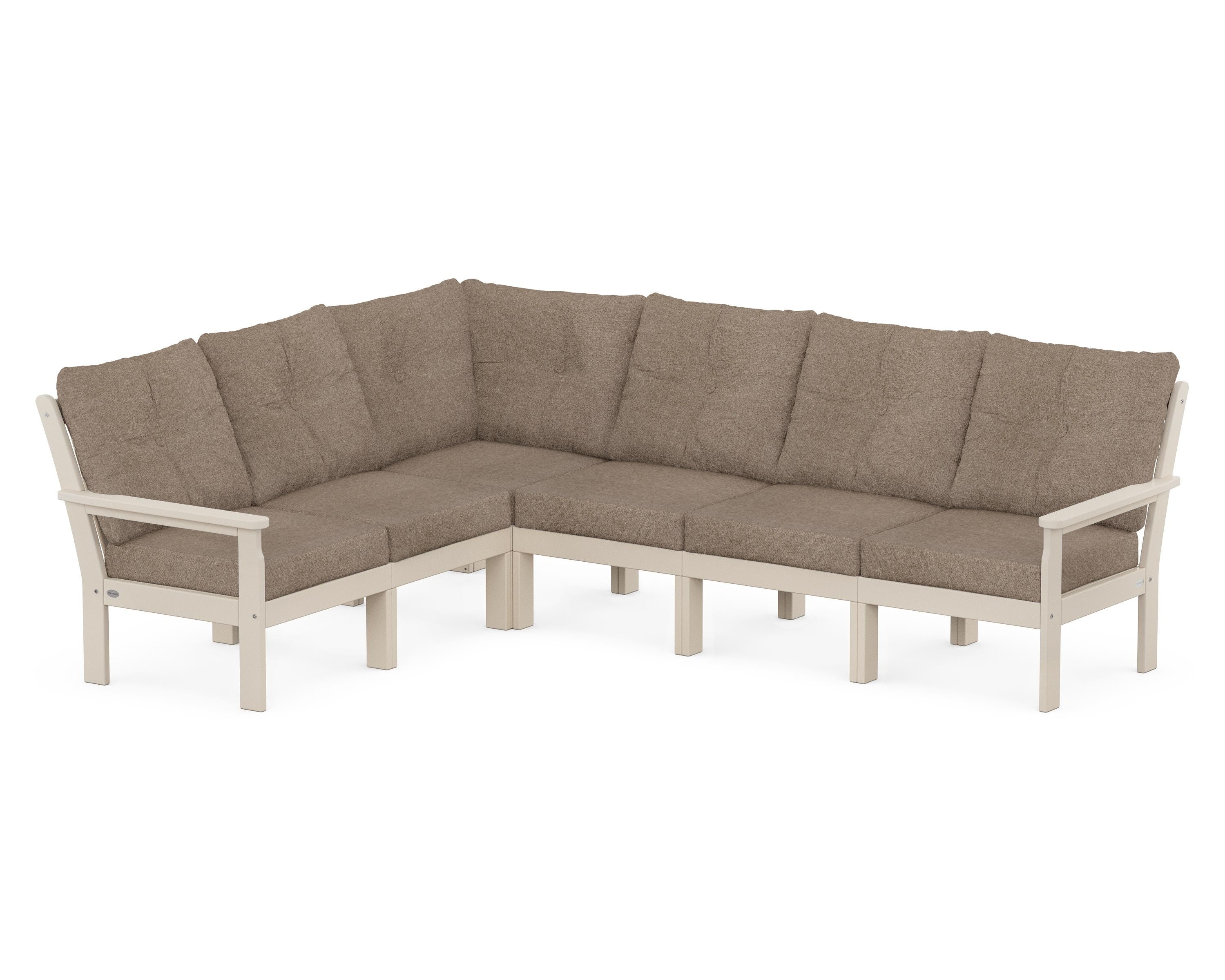 POLYWOOD® Vineyard 6-Piece Sectional in Sand / Spiced Burlap