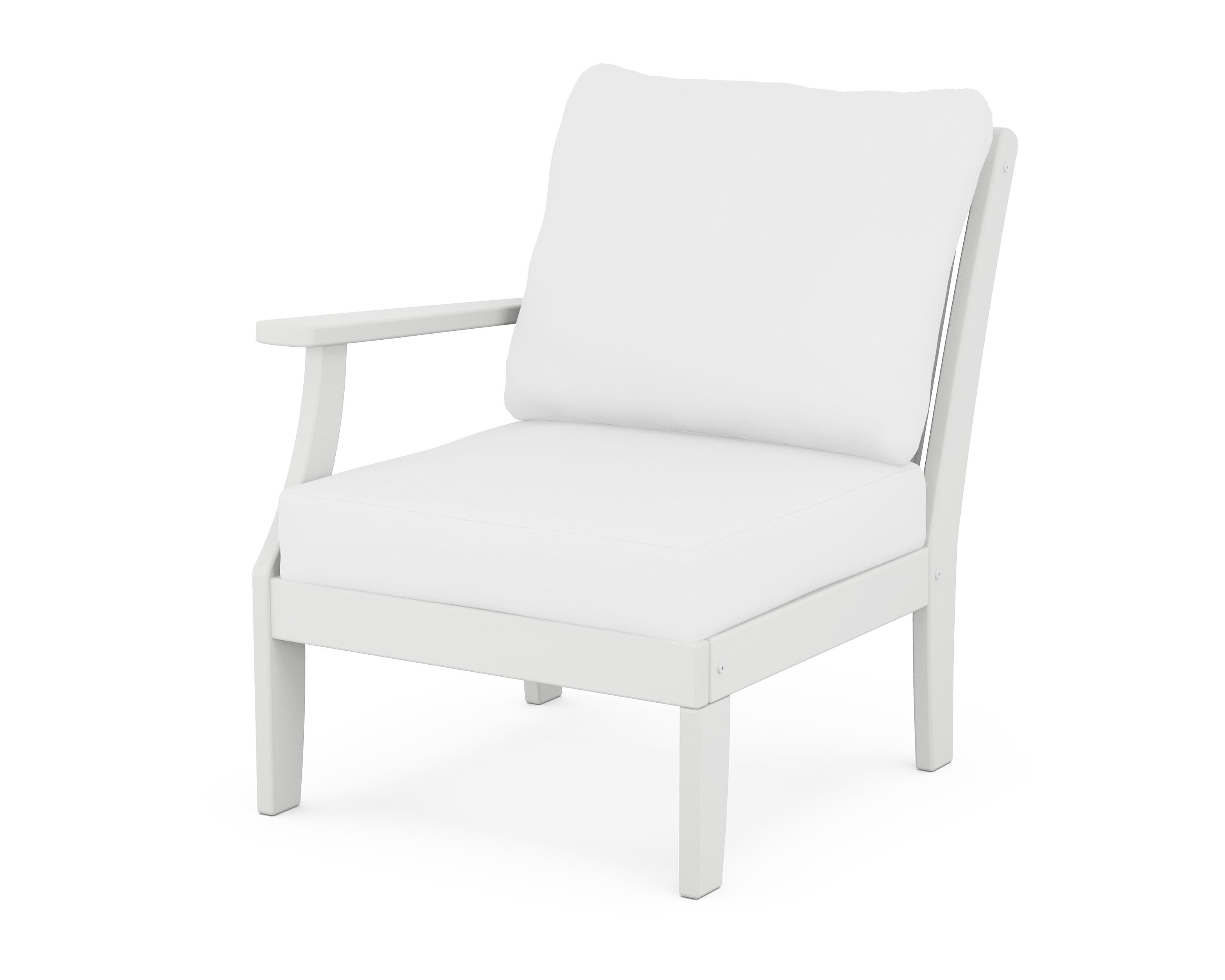 POLYWOOD® Braxton Modular Left Arm Chair in White / Natural