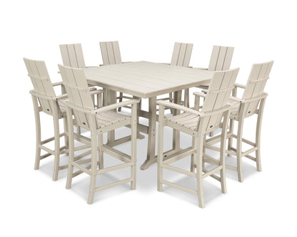 POLYWOOD® Modern Adirondack 9-Piece Farmhouse Trestle Bar Set in Sand