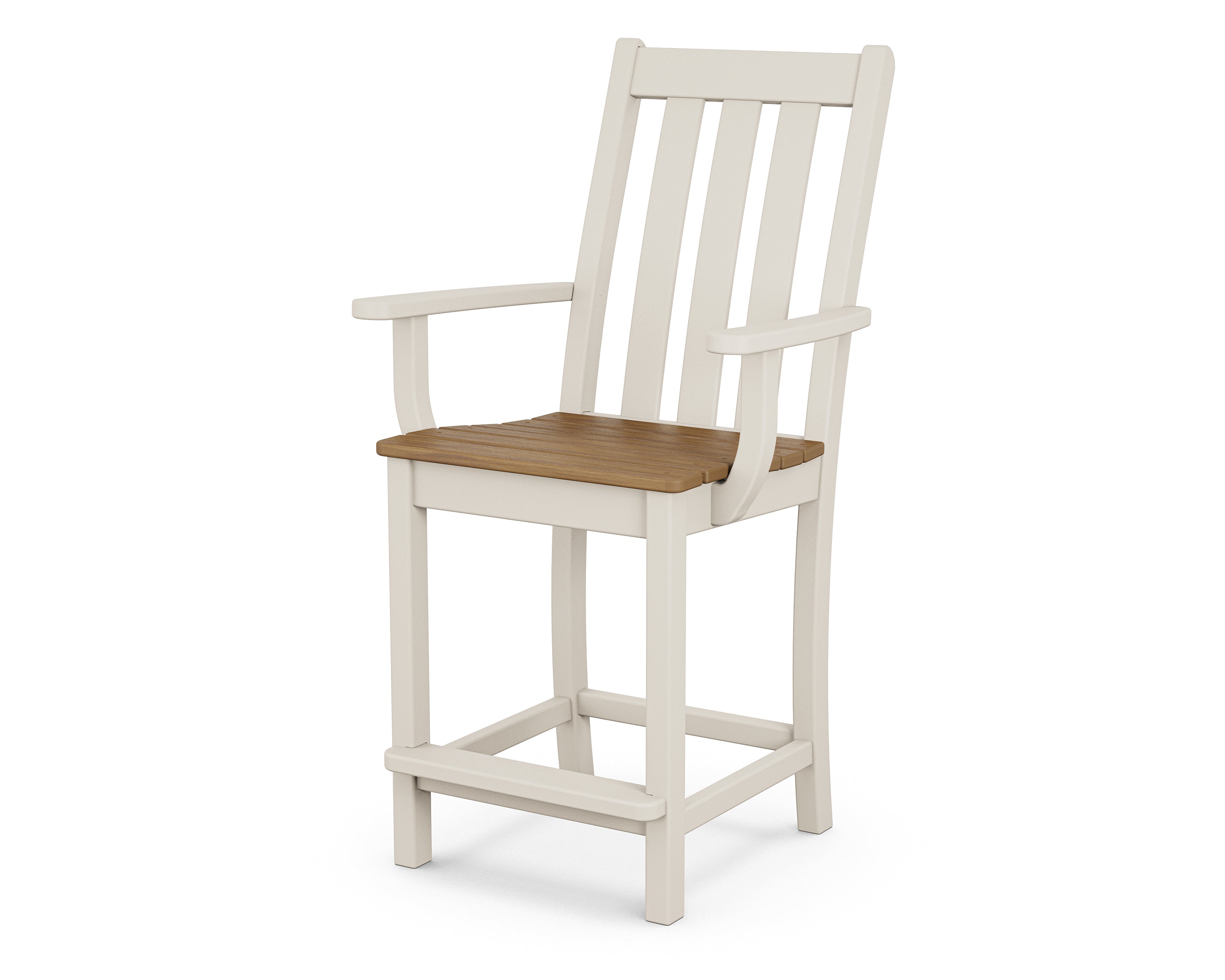 POLYWOOD® Vineyard Counter Arm Chair in Sand / Natural