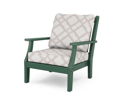 Country Living Wovendale Deep Seating Chair in Green / Trellis Dune Burlap