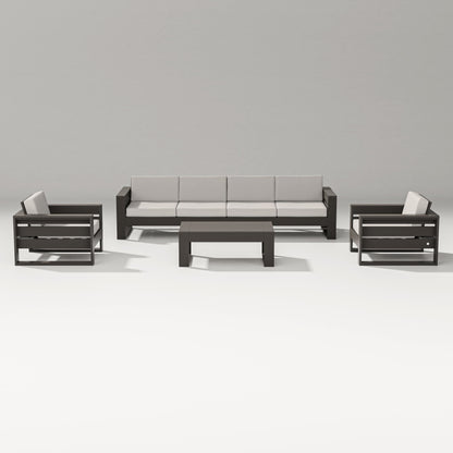 PW Designer Series Latitude 5-Piece Lounge Sofa Set in Vintage Coffee / Cast Ash