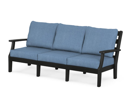POLYWOOD® Chesapeake Deep Seating Sofa in Black / Sky Blue