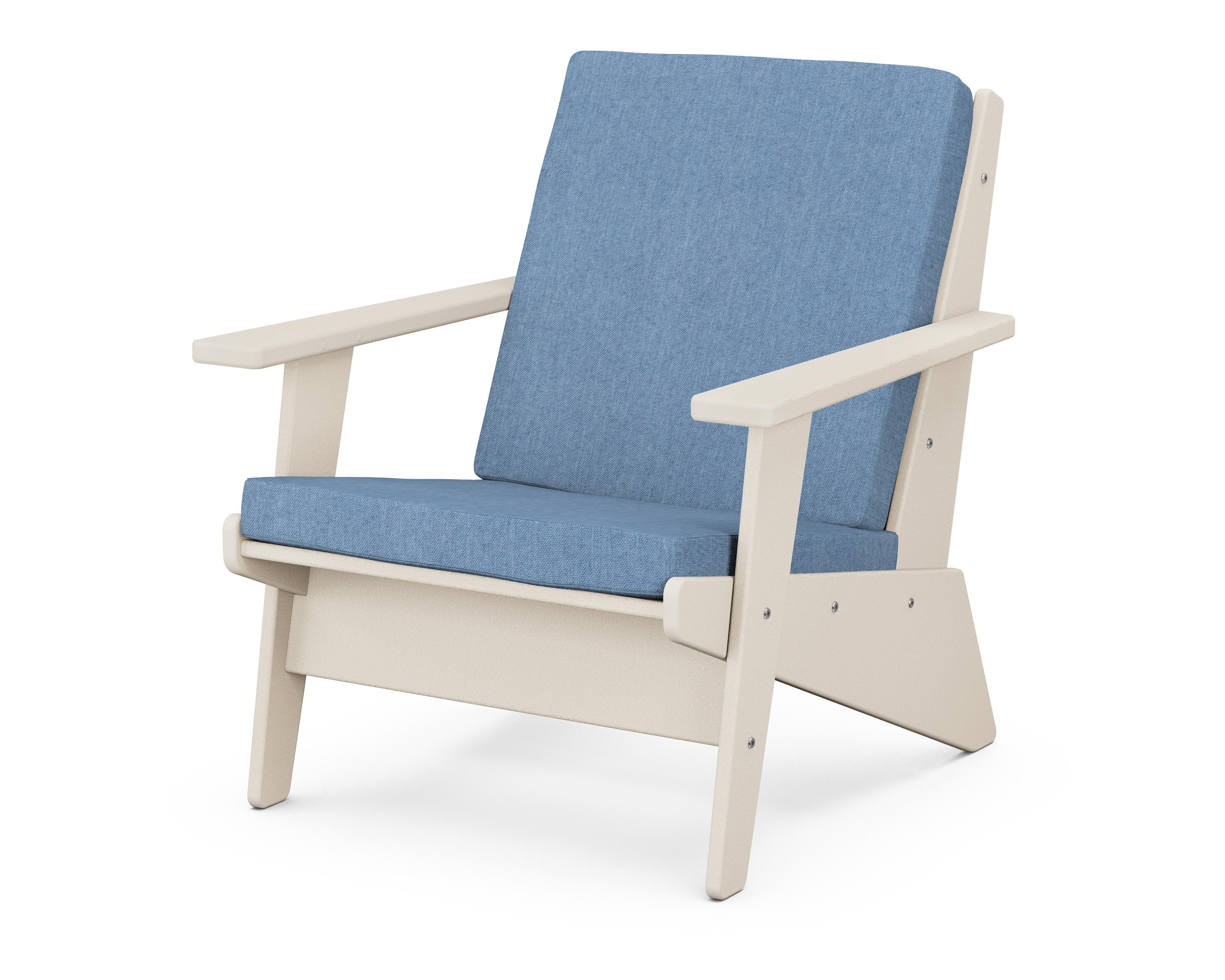 POLYWOOD® Riviera Modern Lounge Chair in Sand / Sky Blue