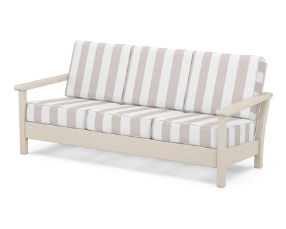 POLYWOOD® Harbour Deep Seating Sofa in Sand / Cabana Stripe Dune Burlap
