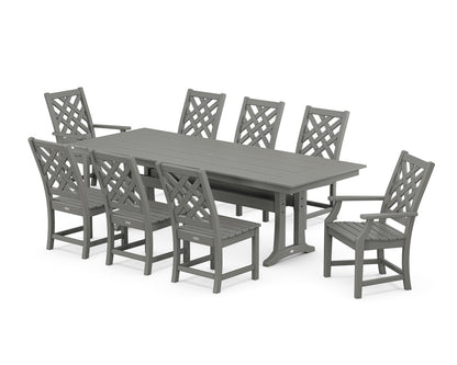 Country Living Wovendale 9-Piece Farmhouse Dining Set with Trestle Legs in Slate Grey