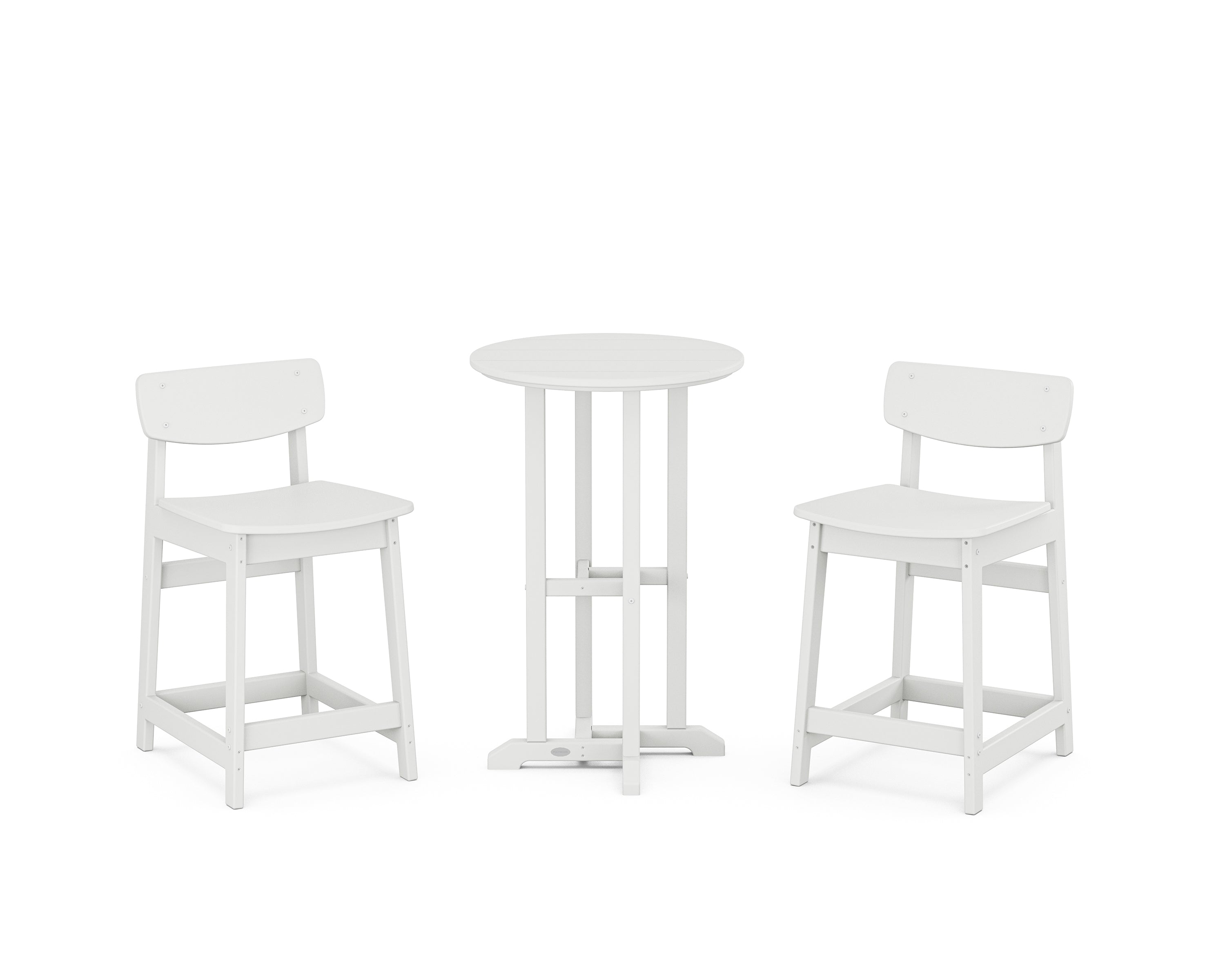 POLYWOOD® Modern Studio Urban Lowback 3-Piece Bistro Counter Set in White