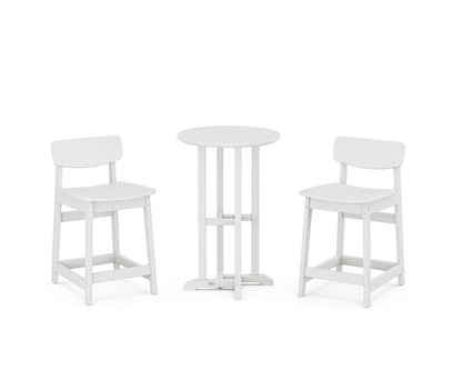 POLYWOOD® Modern Studio Urban Lowback 3-Piece Bistro Counter Set in White