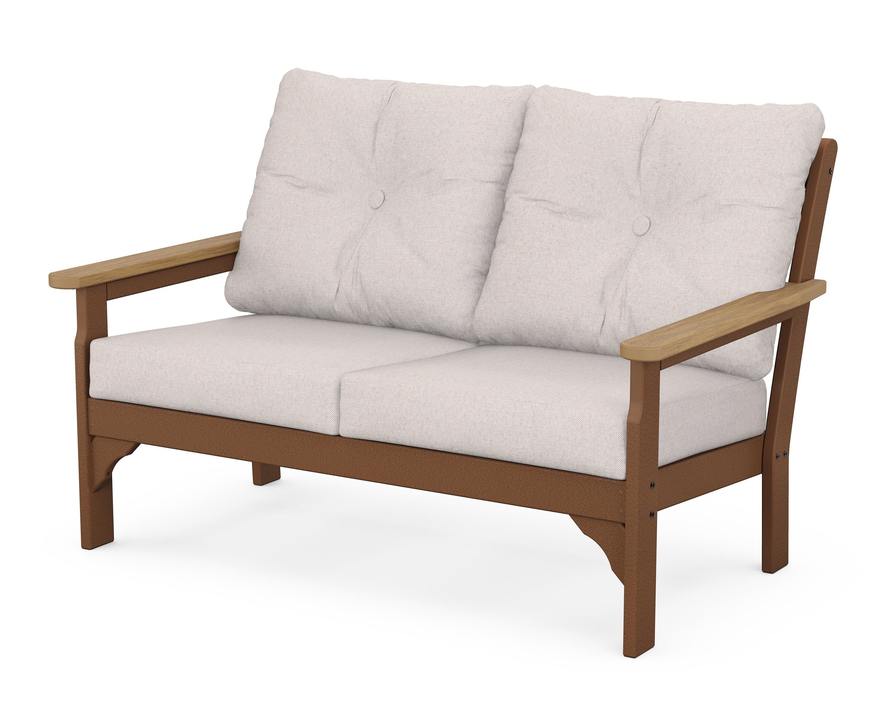POLYWOOD® Vineyard Deep Seating Loveseat in Teak / Natural / Dune Burlap