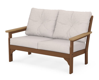 POLYWOOD® Vineyard Deep Seating Loveseat in Teak / Natural / Dune Burlap