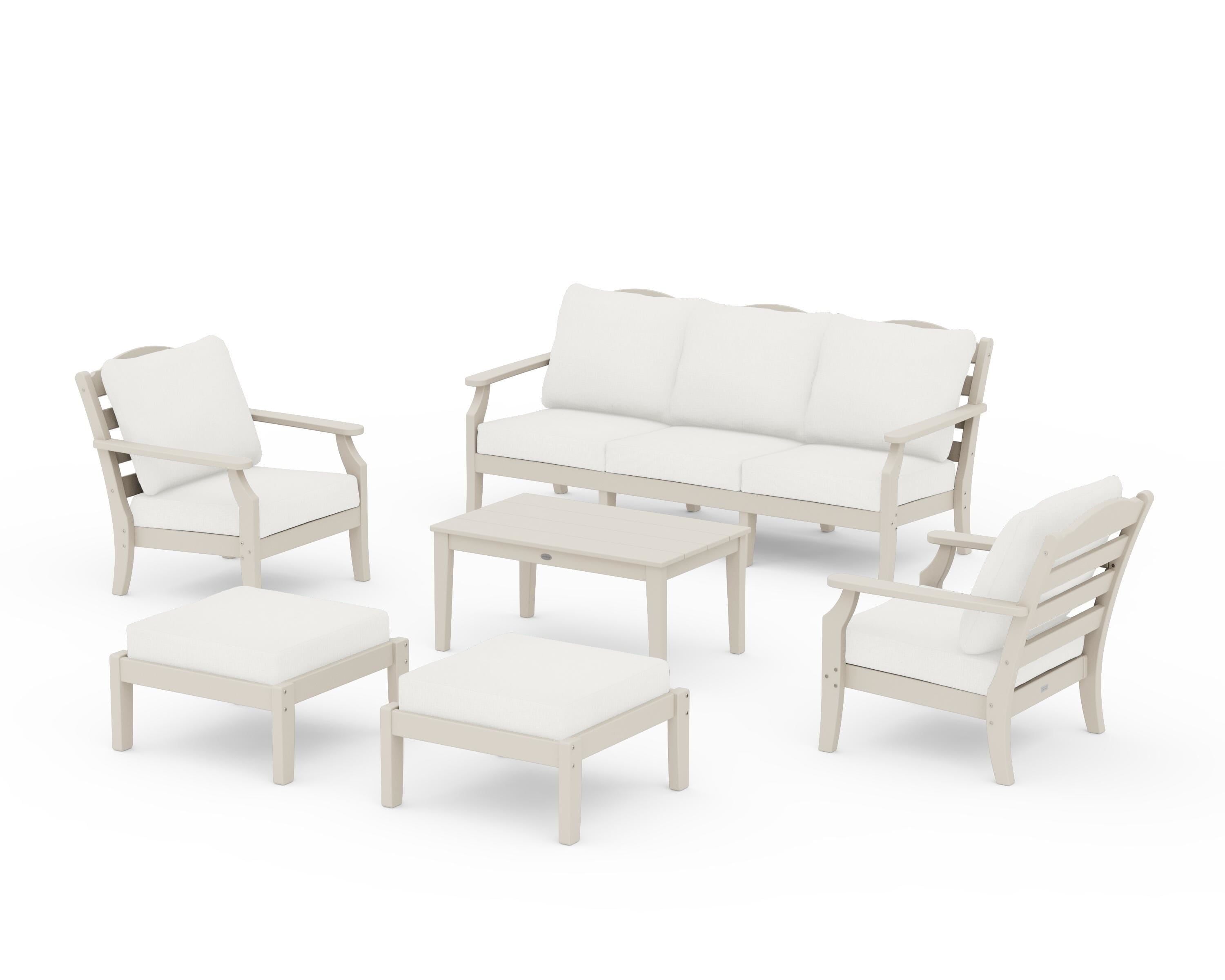 Draper James™ by  POLYWOOD® Savannah 6-Piece Lounge Sofa Set in Sand / Natural Linen