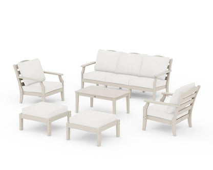Draper James™ by  POLYWOOD® Savannah 6-Piece Lounge Sofa Set in Sand / Natural Linen