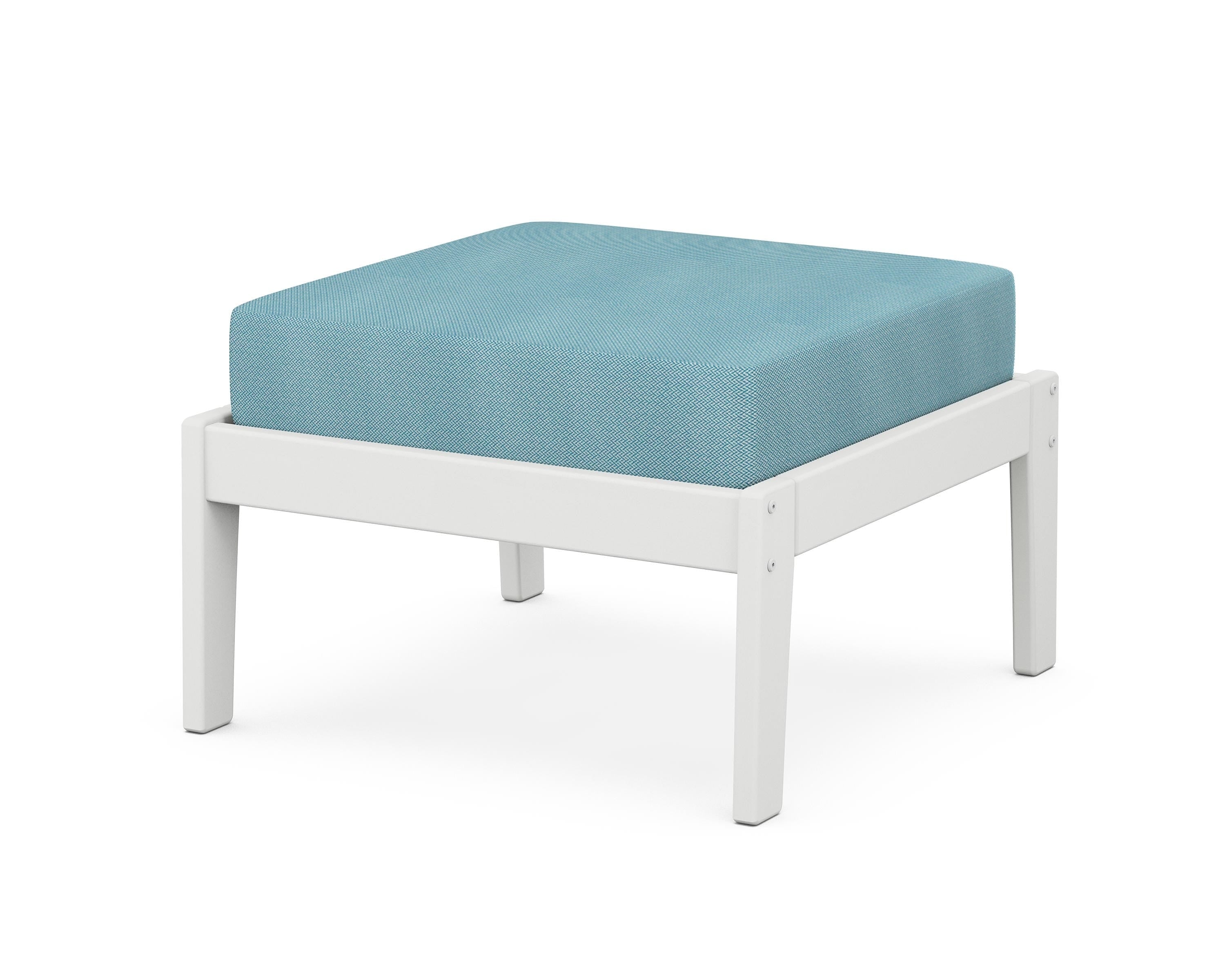 Unbranded Deep Seating Ottoman in White / Lattice Sky Blue