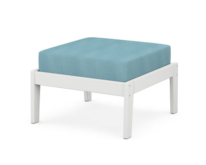 Unbranded Deep Seating Ottoman in White / Lattice Sky Blue