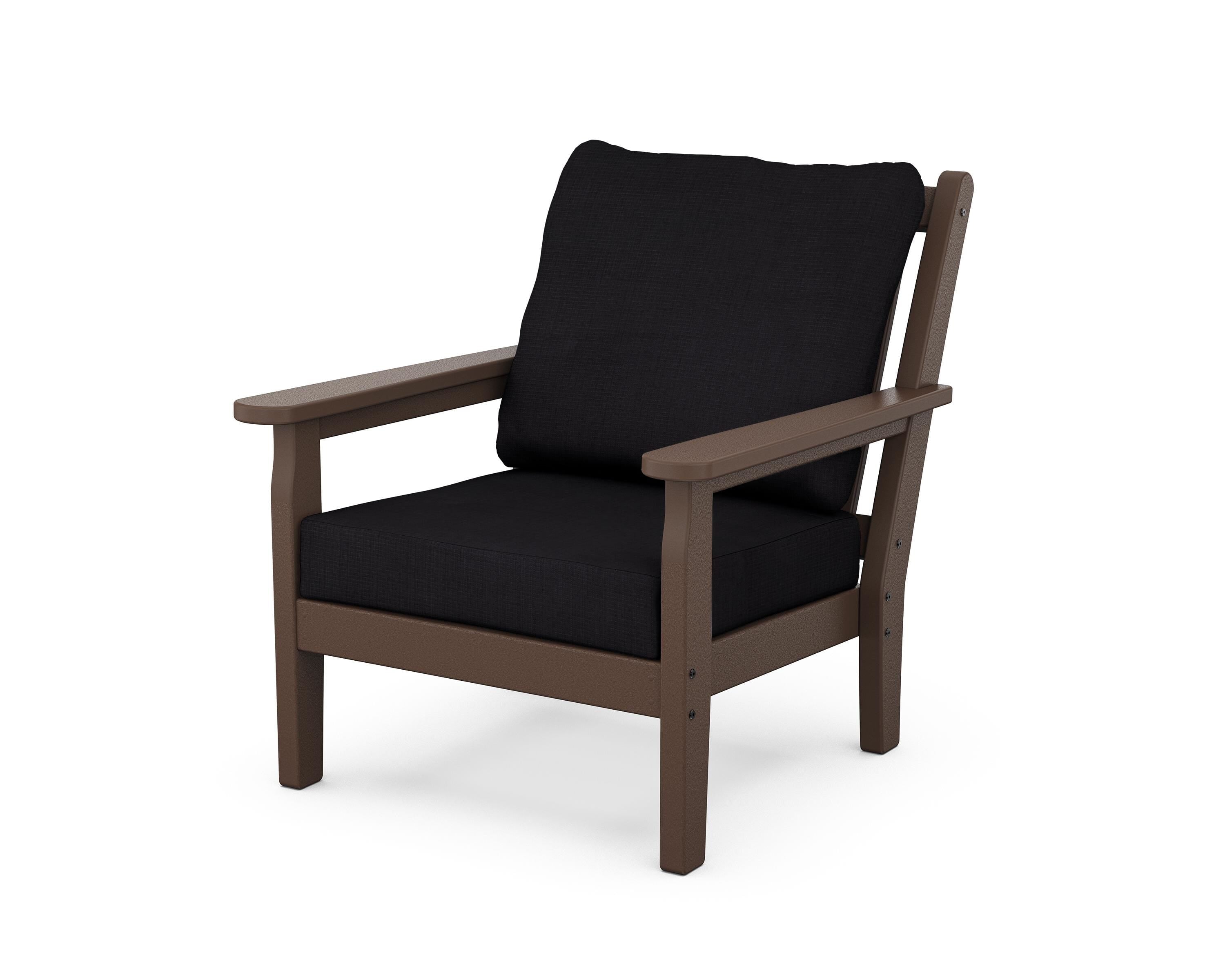 POLYWOOD® Chippendale Deep Seating Chair in Mahogany / Midnight Linen