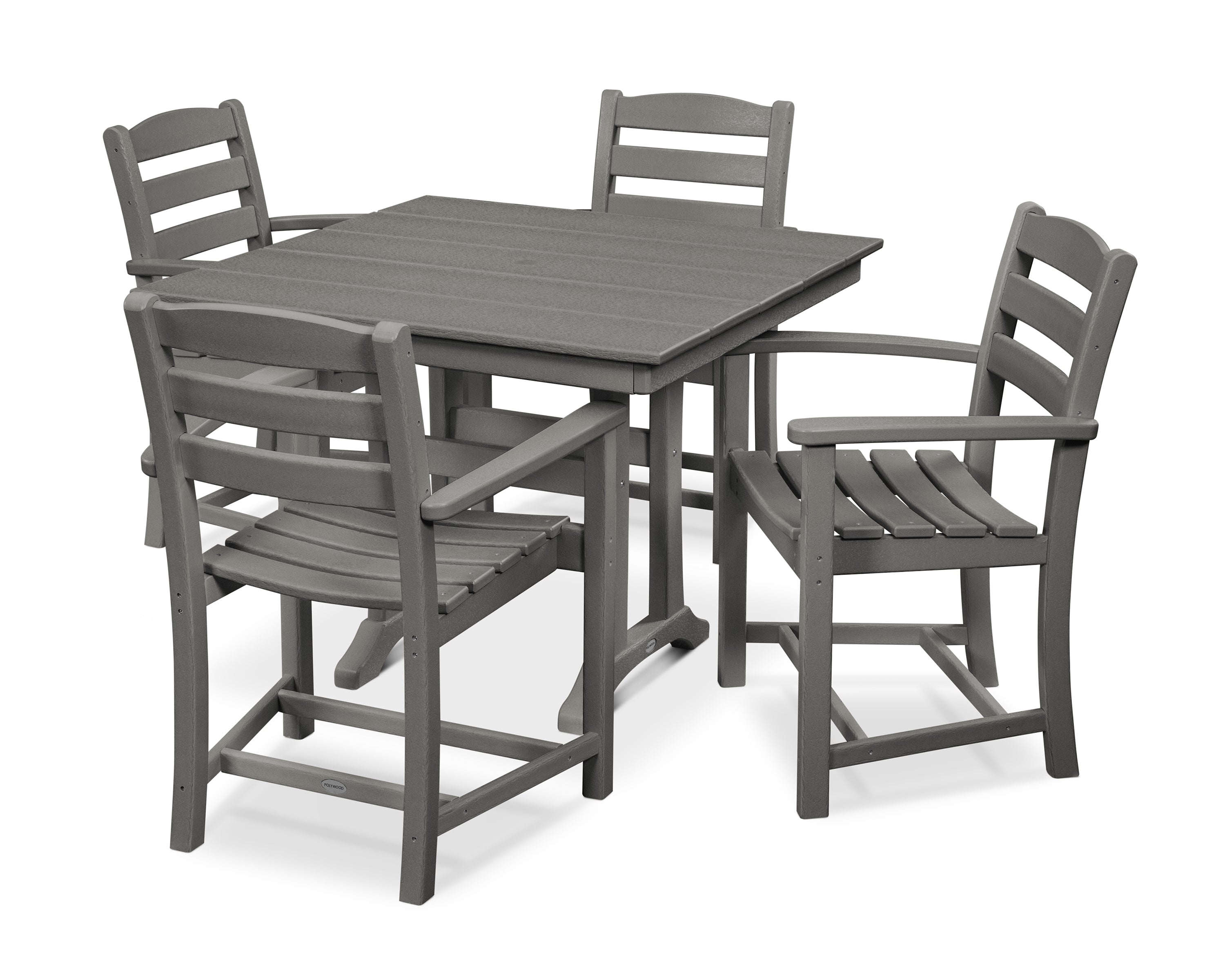 POLYWOOD® La Casa Café 5-Piece Farmhouse Trestle Arm Chair Dining Set in Slate Grey