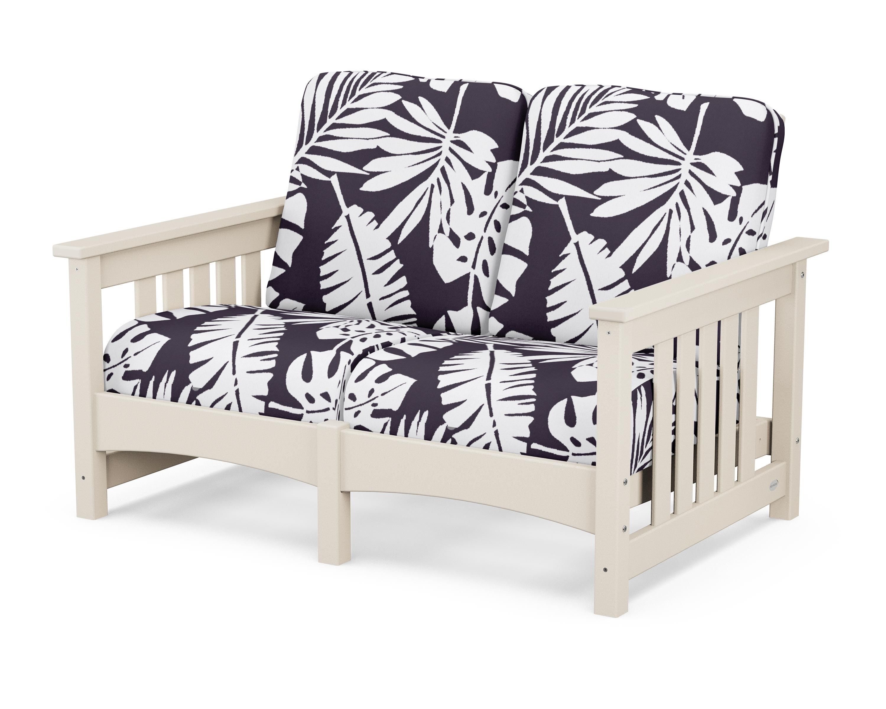POLYWOOD® Club Mission Loveseat in Sand / Leaf Navy