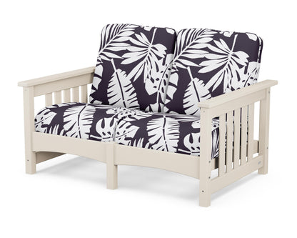 POLYWOOD® Club Mission Loveseat in Sand / Leaf Navy