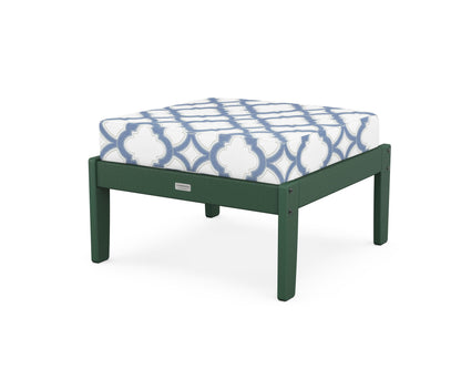 Country Living Cottage Deep Seating Ottoman in Green / Trellis Sky Blue