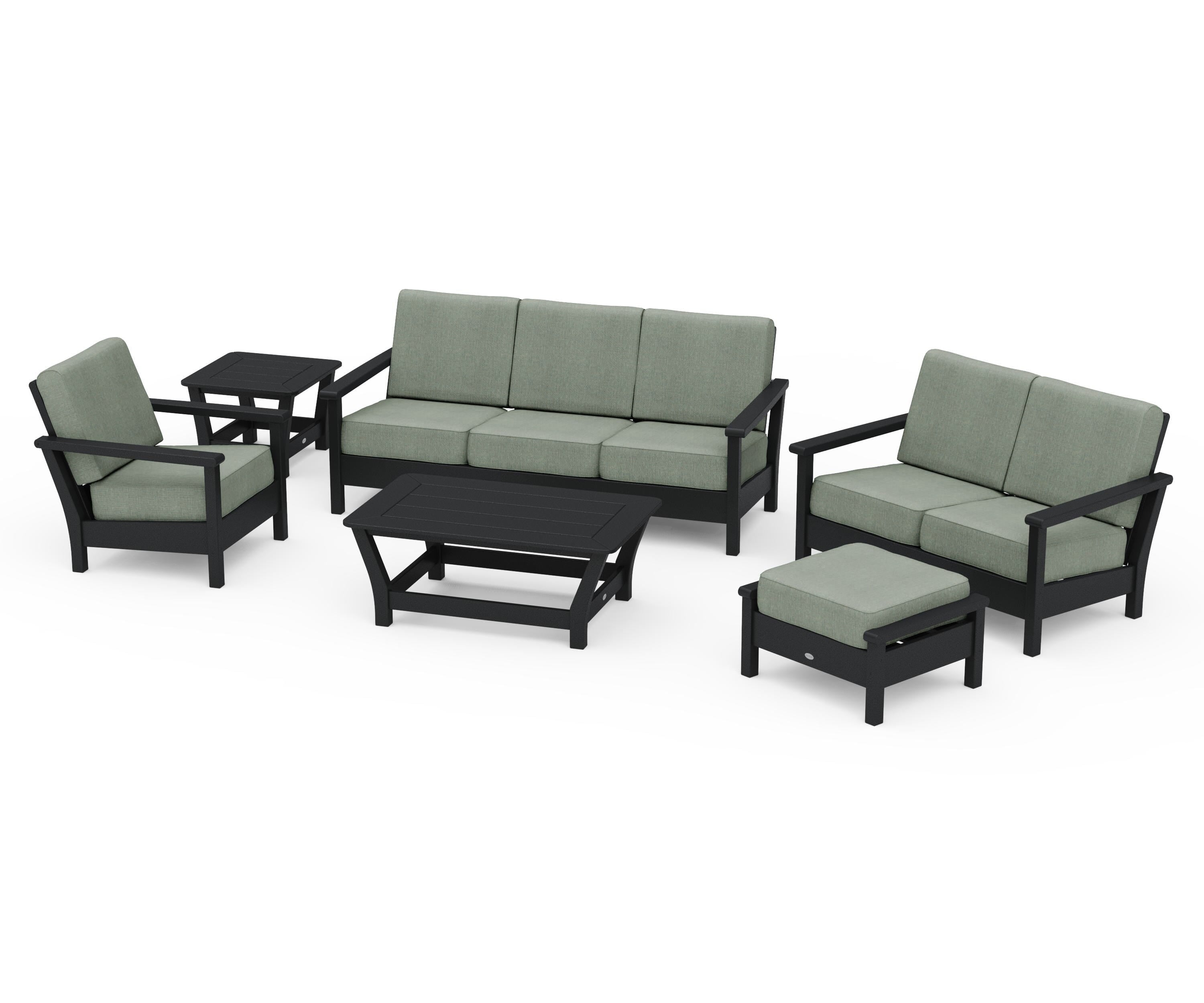 POLYWOOD® Harbour 6-Piece Outdoor Living Set in Black / Cast Sage