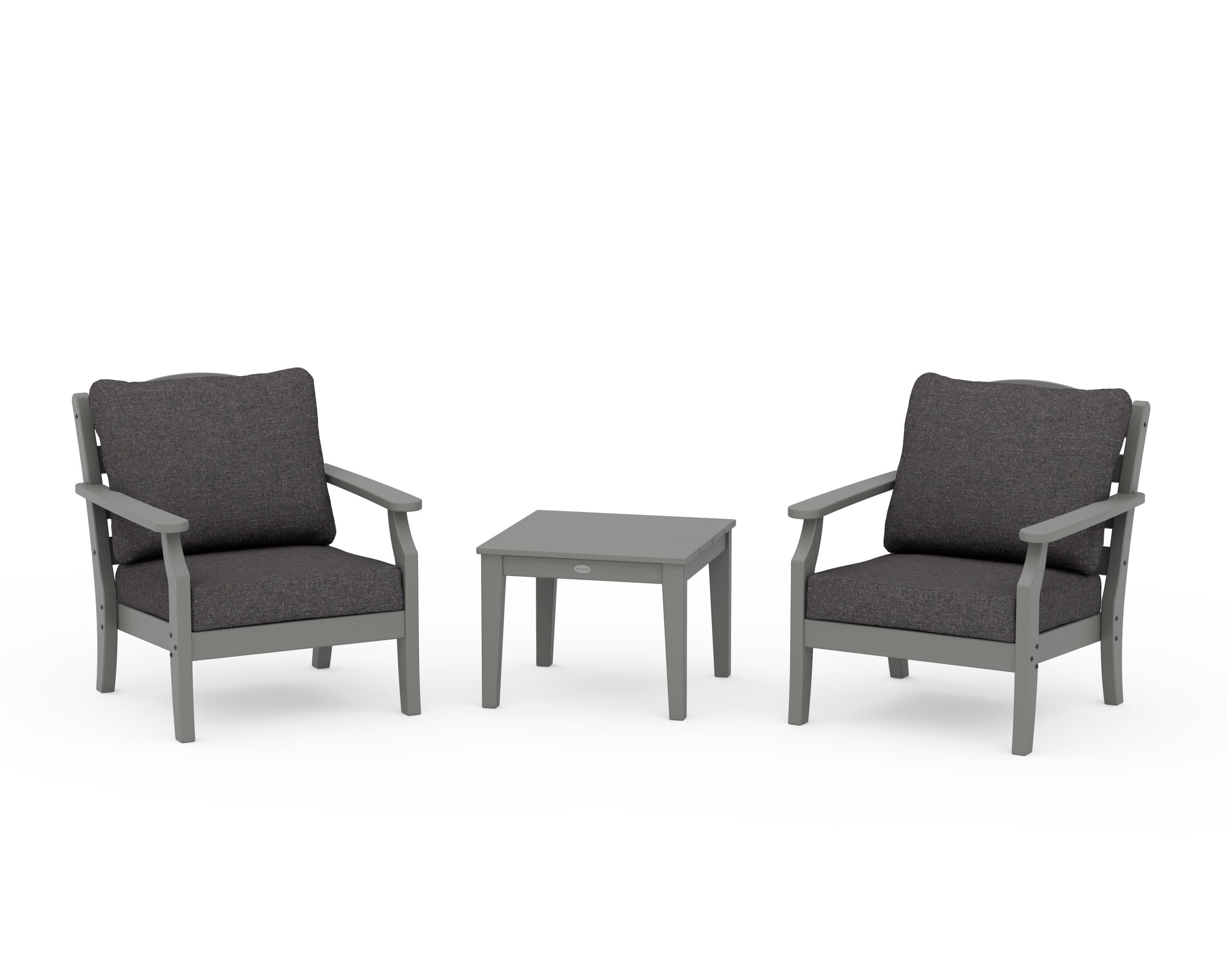 Draper James™ by  POLYWOOD® Savannah 3-Piece Deep Seating Set in Slate Grey / Ash Charcoal