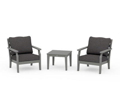 Draper James™ by  POLYWOOD® Savannah 3-Piece Deep Seating Set in Slate Grey / Ash Charcoal
