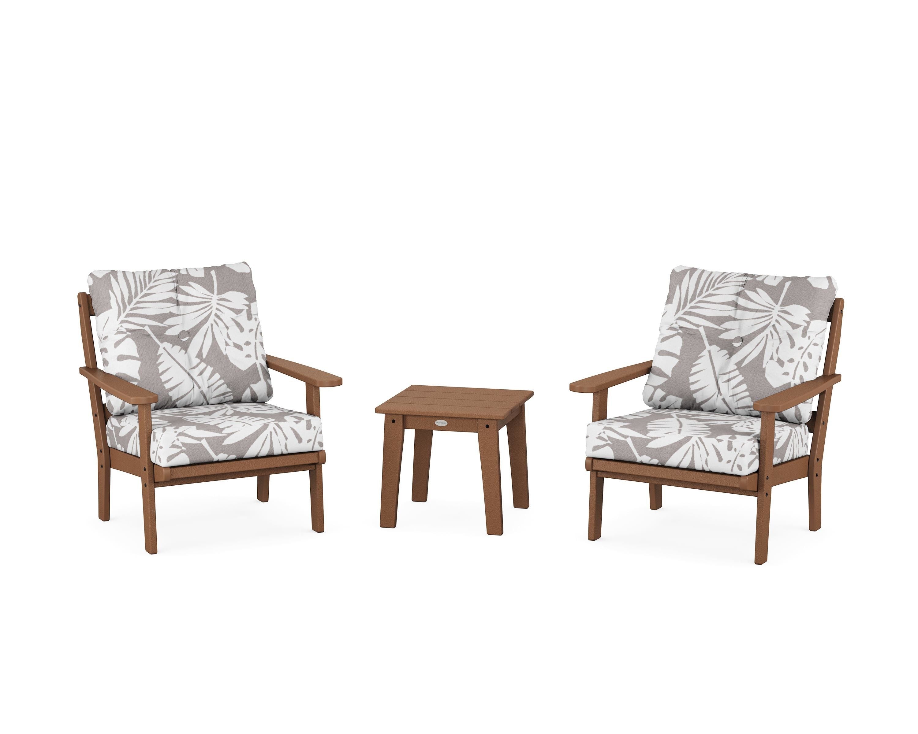 POLYWOOD® Mission 3-Piece Deep Seating Set in Teak / Leaf Grey Mist