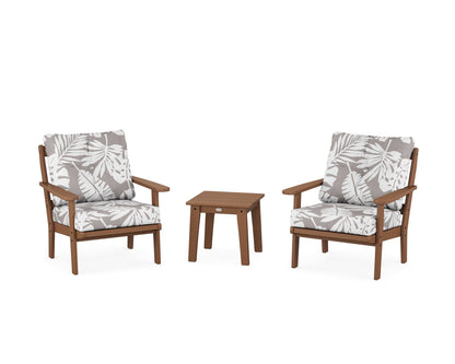 POLYWOOD® Mission 3-Piece Deep Seating Set in Teak / Leaf Grey Mist