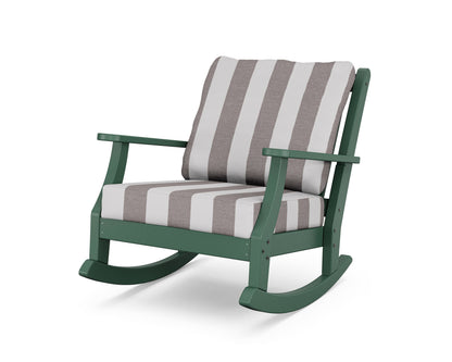 Country Living Wovendale Deep Seating Rocking Chair in Green / Cabana Stripe Grey Mist