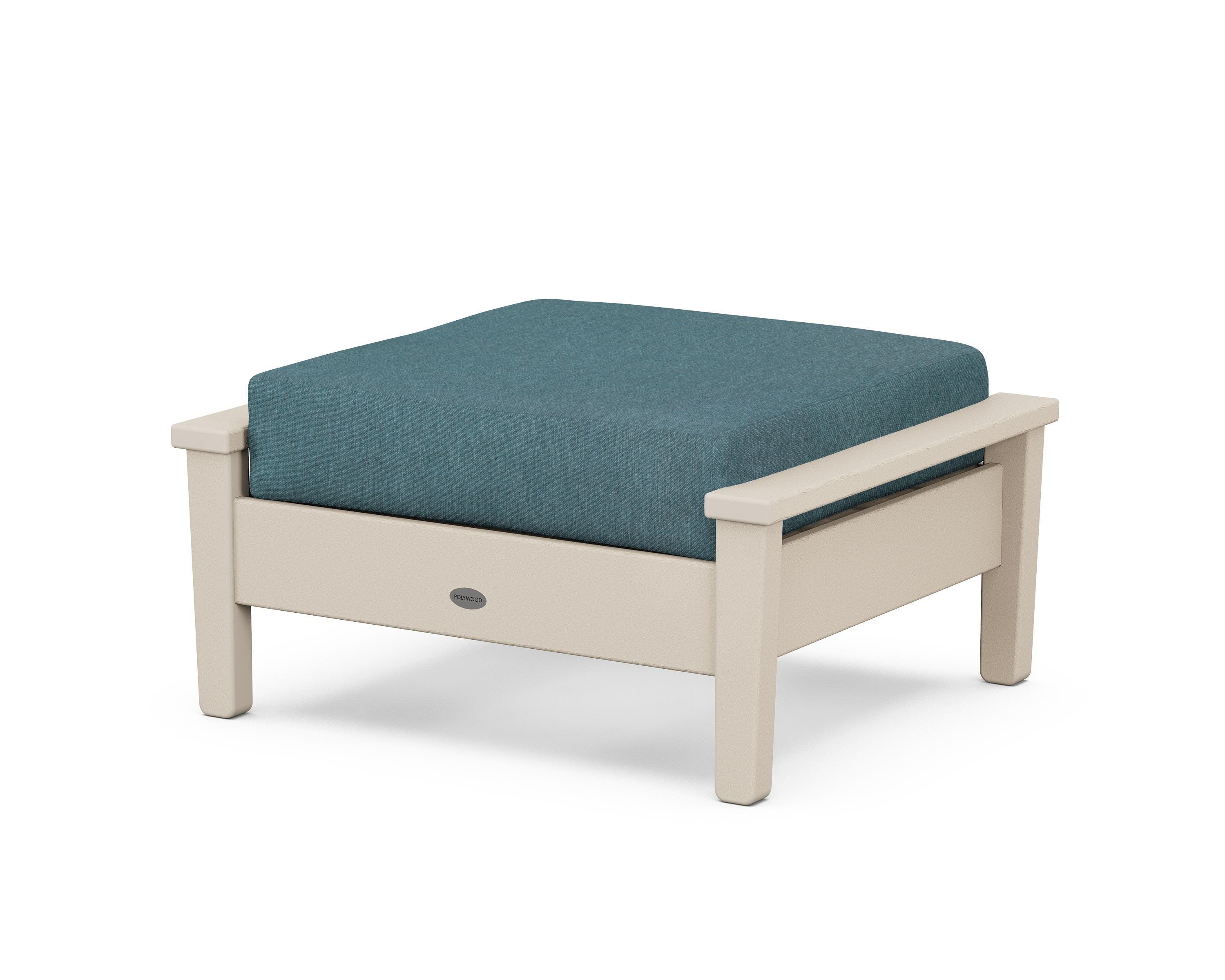 POLYWOOD® Prescott Deep Seating Ottoman in Sand / Ocean Teal