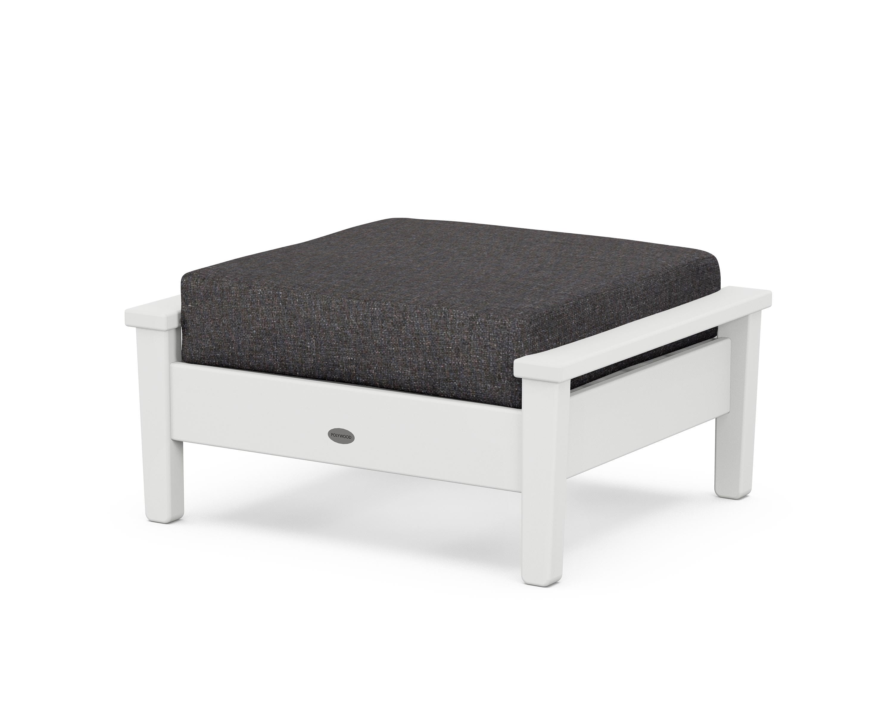 POLYWOOD® Prescott Deep Seating Ottoman in White / Ash Charcoal