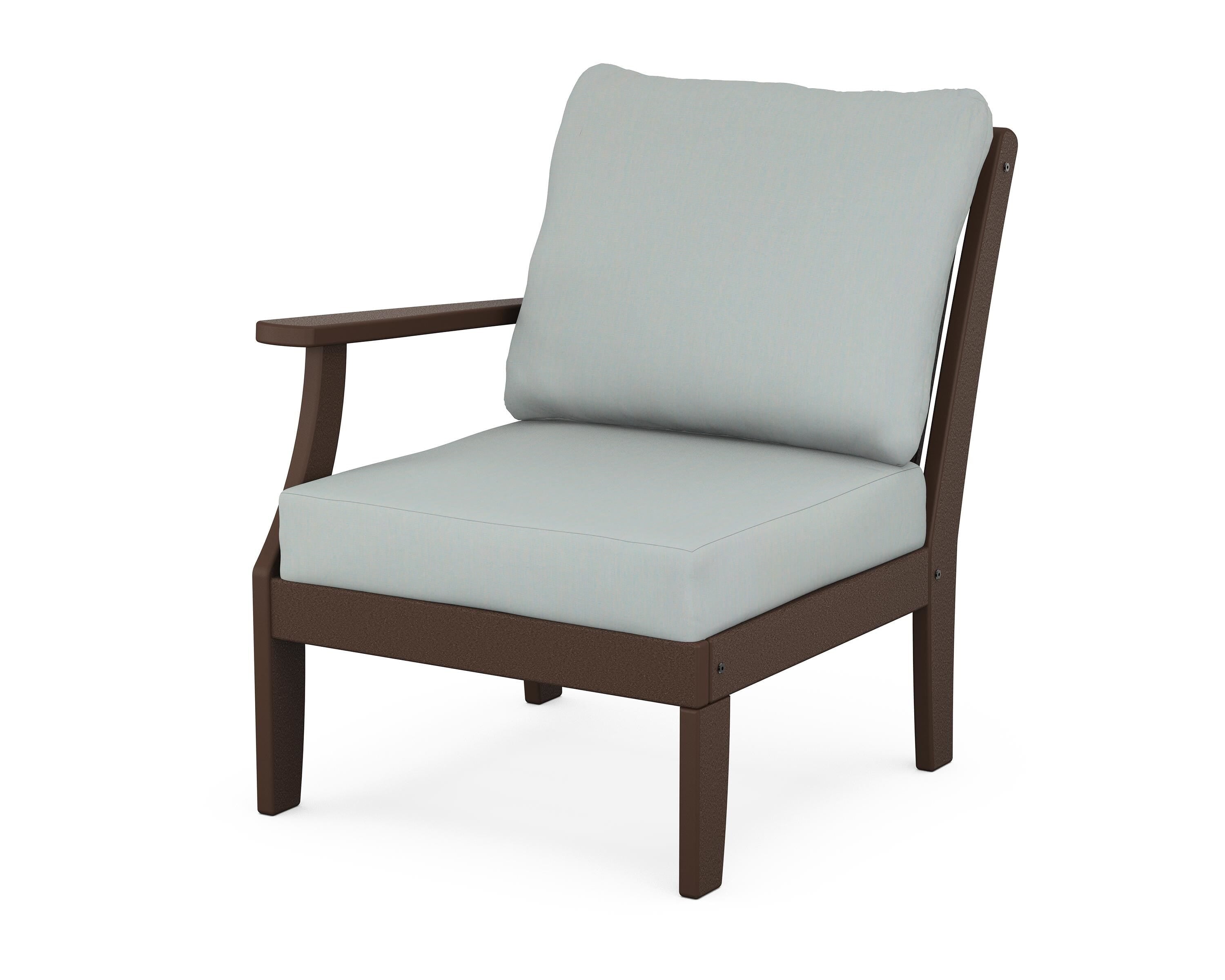 POLYWOOD® Braxton Modular Left Arm Chair in Mahogany / Spa