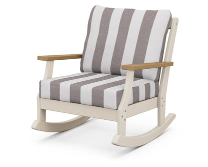 POLYWOOD® Braxton Deep Seating Rocking Chair in Sand / Natural / Cabana Stripe Grey Mist