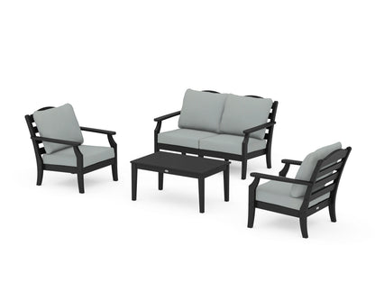 Draper James™ by  POLYWOOD® Savannah 4-Piece Deep Seating Set with Loveseat in Black / Spa
