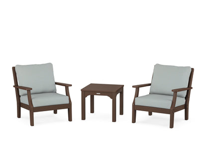 Martha Stewart by POLYWOOD® Chinoiserie 3-Piece Deep Seating Set in Mahogany / Spa