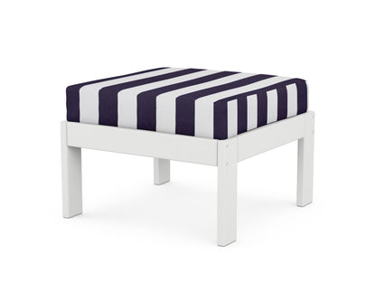 POLYWOOD® Vineyard Modular Ottoman in White / Cabana Stripe Navy