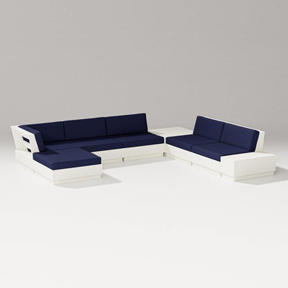 PW Designer Series Elevate 8-Piece Corner Sectional in Vintage White / Navy