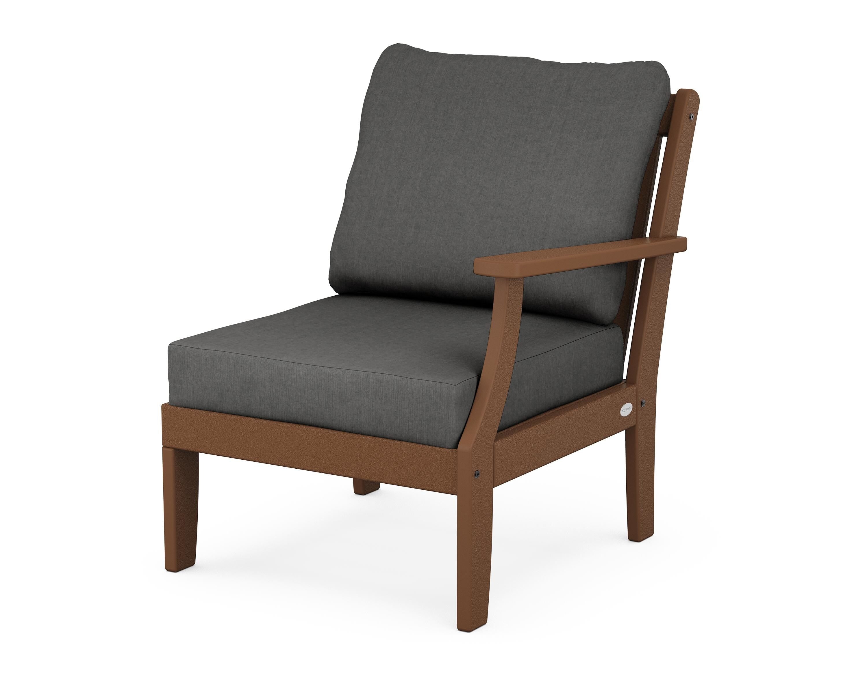POLYWOOD® Braxton Modular Right Arm Chair in Teak / Spectrum Carbon