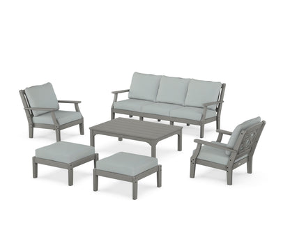 Martha Stewart by POLYWOOD® Chinoiserie 6-Piece Lounge Sofa Set in Slate Grey / Spa