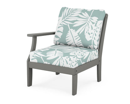 POLYWOOD® Braxton Modular Left Arm Chair in Slate Grey / Leaf Glacier Spa