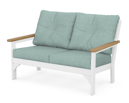 POLYWOOD® Vineyard Deep Seating Loveseat in White / Natural / Glacier Spa
