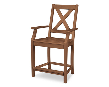 POLYWOOD® Braxton Counter Arm Chair in Teak