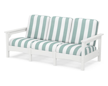 POLYWOOD® Club Sofa in White / Cabana Stripe Glacier Spa